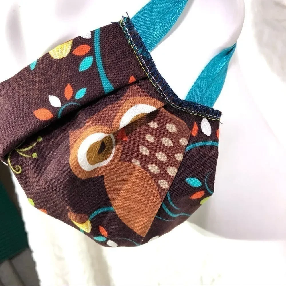 Owl leaves brown face mask PPE protection cover